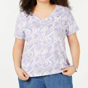 TOMMY HILFIGER Women' Purple Floral Tee Size OX NWT